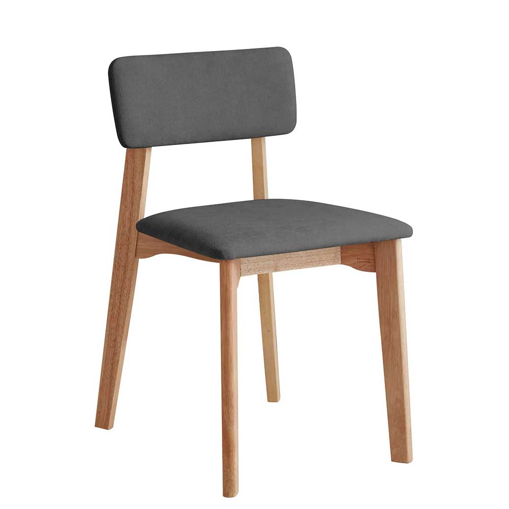 Skandi Design Stuhl Quierly in Anthrazit Webstoff mit Massivholzgestell