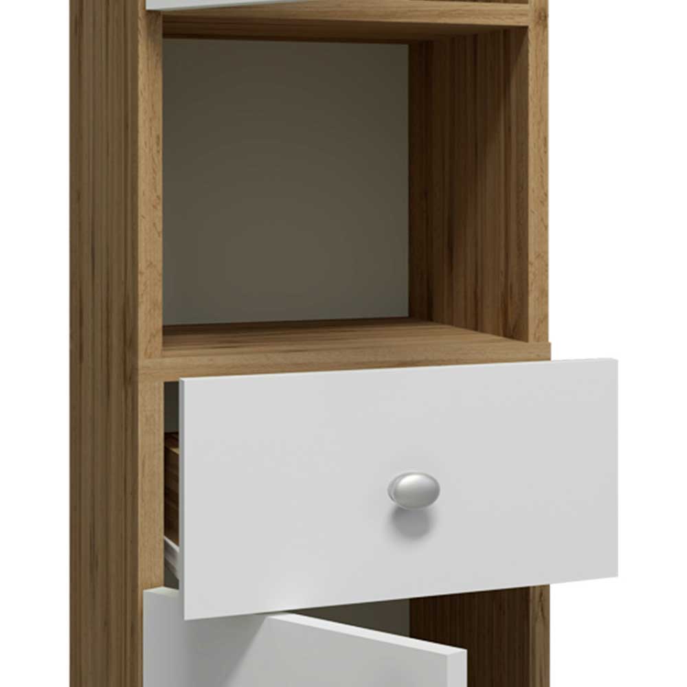 Badezimmer Hochschrank Roselina 30 cm breit mit einer Schublade und zwei Türen