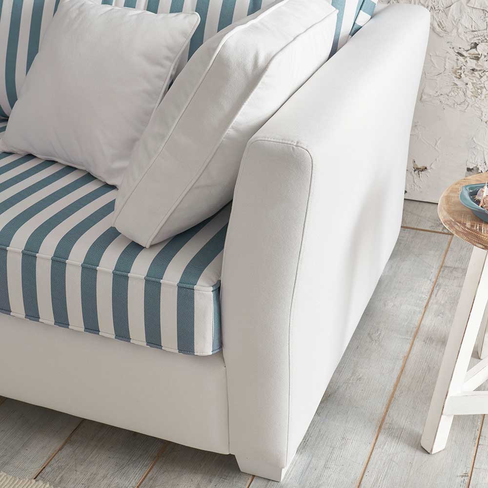 Sofa blau weiß gestreift Nalyva 240 cm breit im Landhausstil