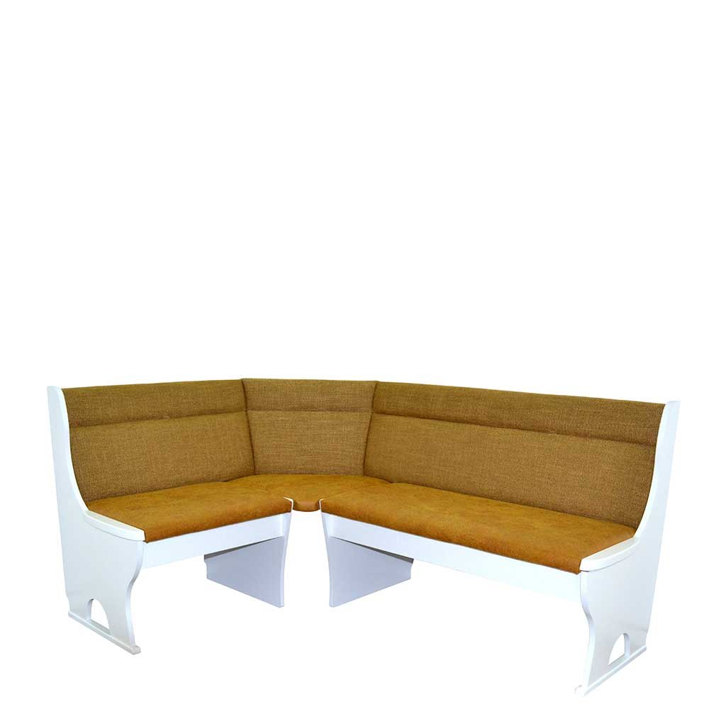 Eckbank Tisch Set Plazur in Weiß und Ocker Gelb für 5 Personen (vierteilig)