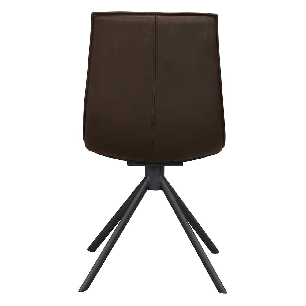 Drehbare Esszimmer Stühle Sinai aus Echtleder mit Metallgestell (2er Set)