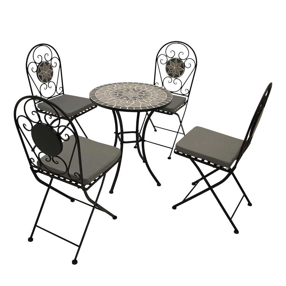 Gartenmöbelset mit Tisch Erlin aus Metall und Keramik