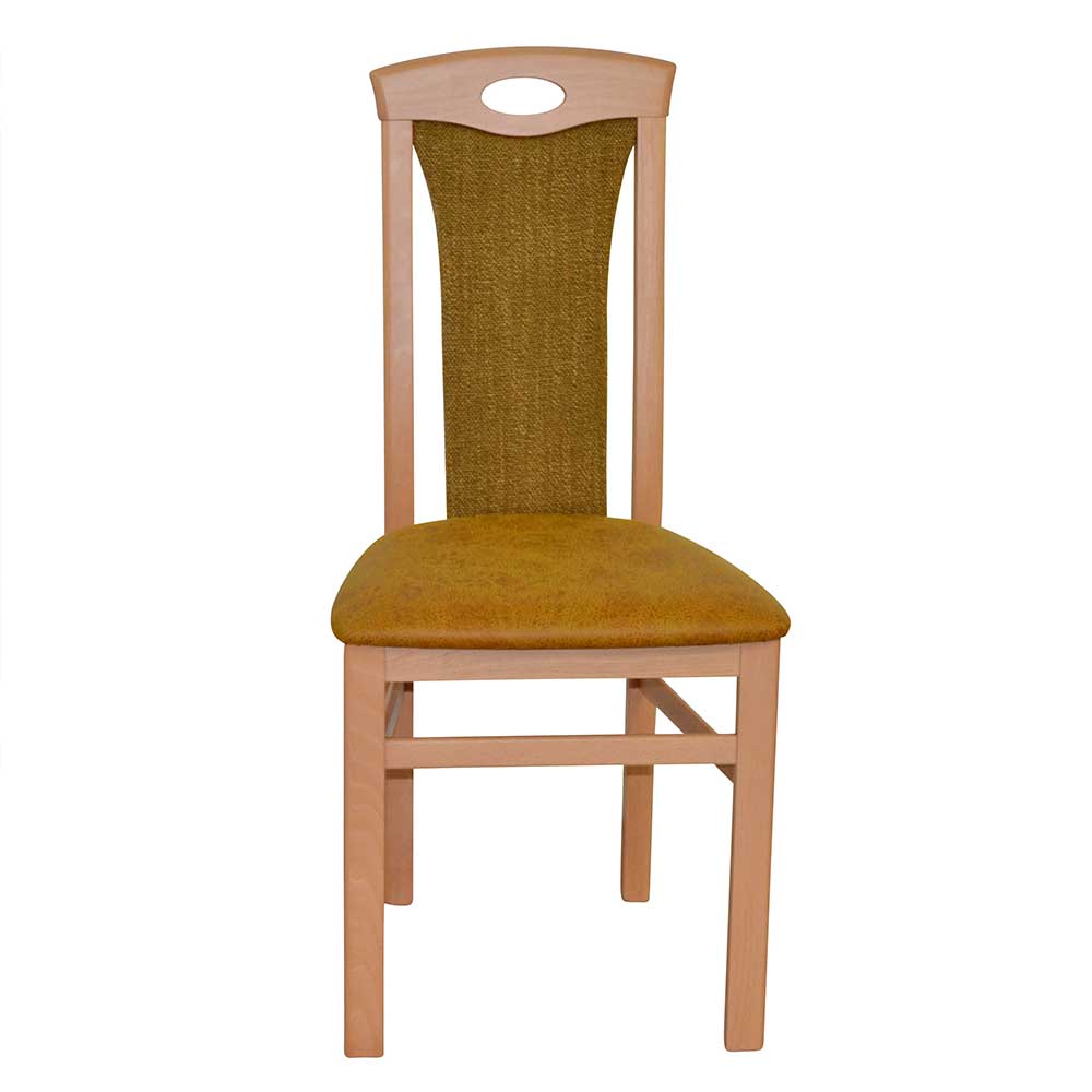 Stühle Esszimmer Romtada in Buchefarben und Ocker Gelb (2er Set)