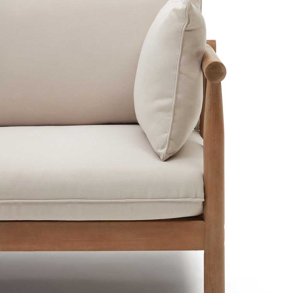 Zweisitzer Sofa In- und Outdoor Carmel aus Webstoff und Eukalyptusholz