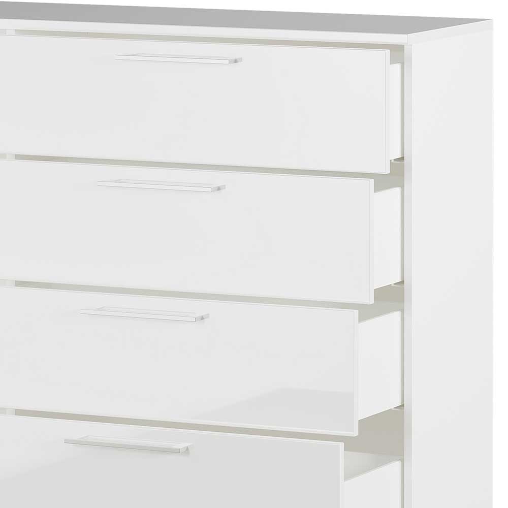 Esszimmersideboard Ensay in Weiß Hochglanz mit vier Soft Close Schubladen