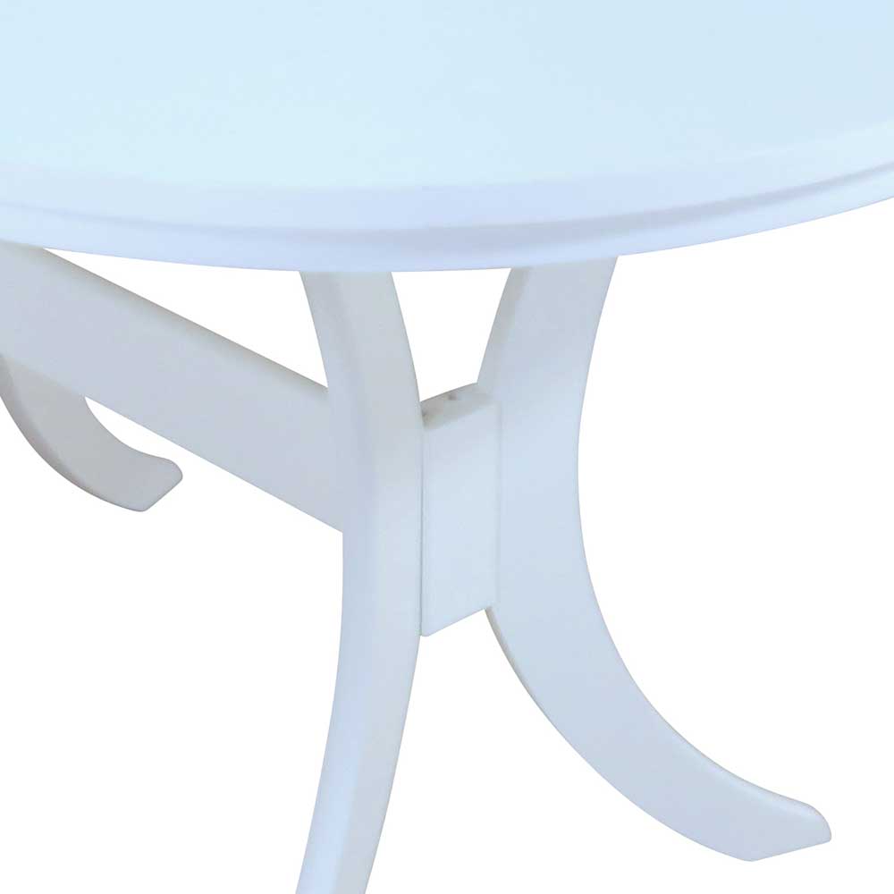 Ovaler Esstisch Bessas aus Buche Weiß ausziehbar