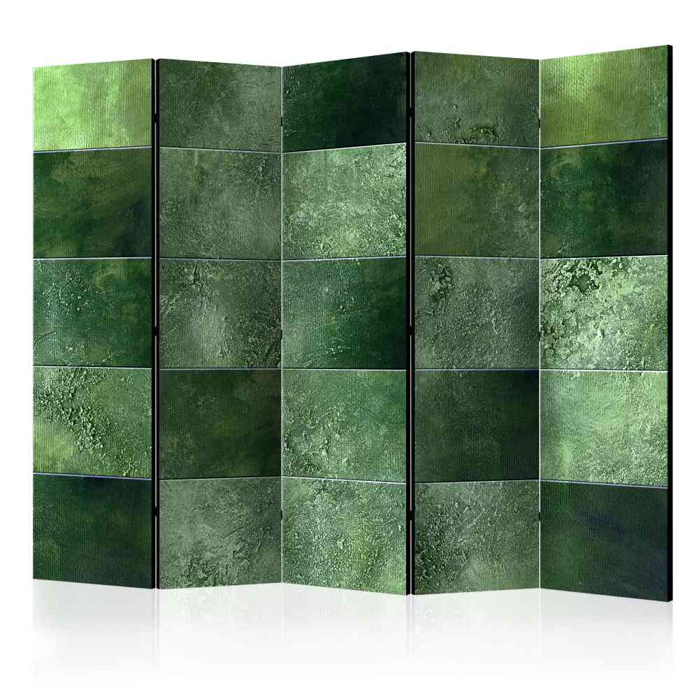 Grüner Paravent Anguro 225 cm breit mit Leinwand Füllung
