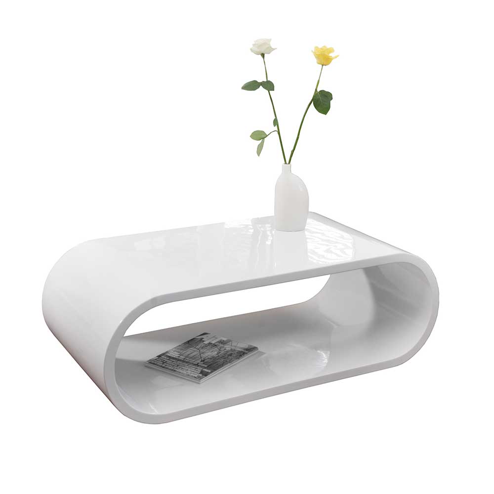 Hochglanz Design Sofatisch Kean in Weiß 120 cm breit