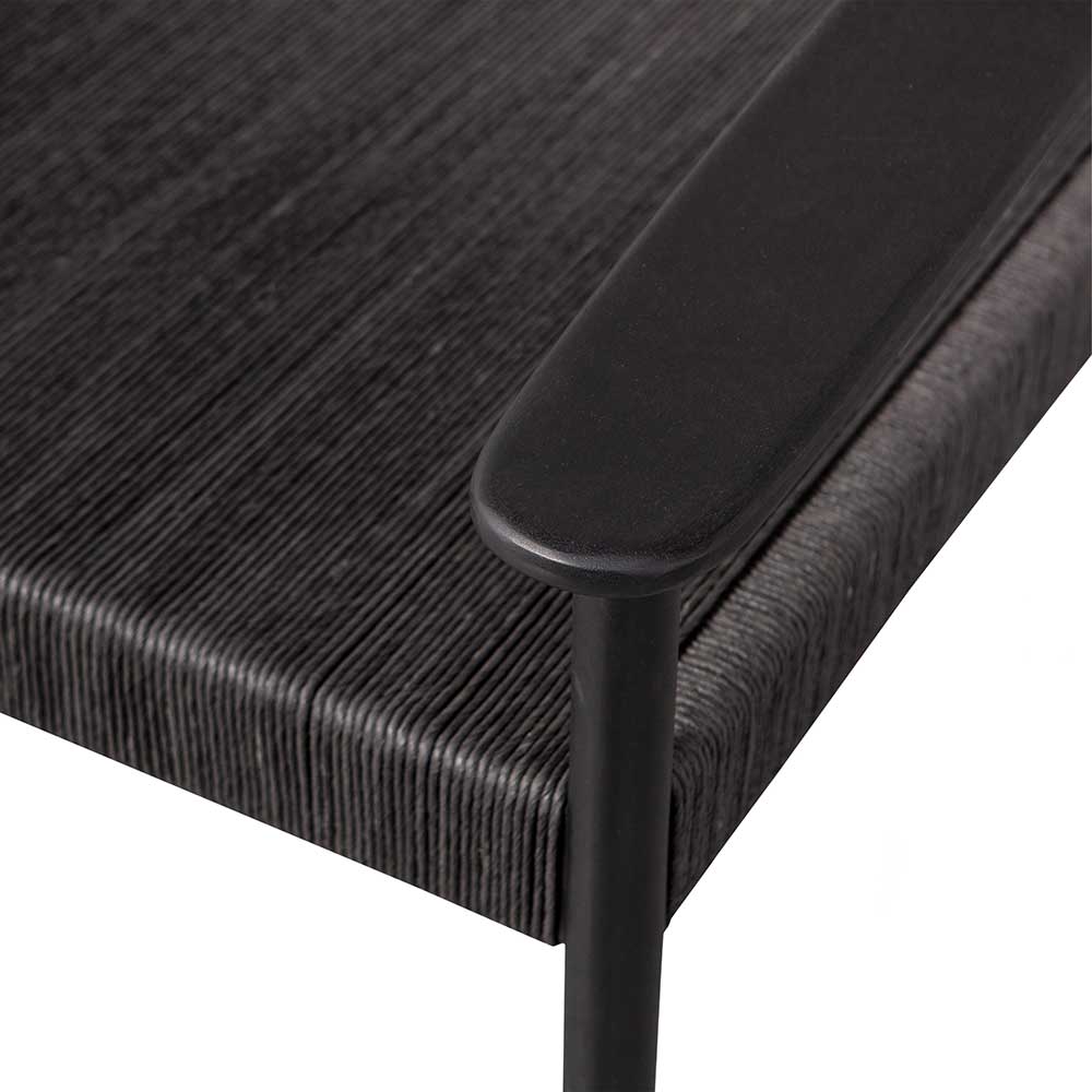 Schwarzer Holz Sessel Lisbon mit Bezug aus Geflecht 66 cm breit