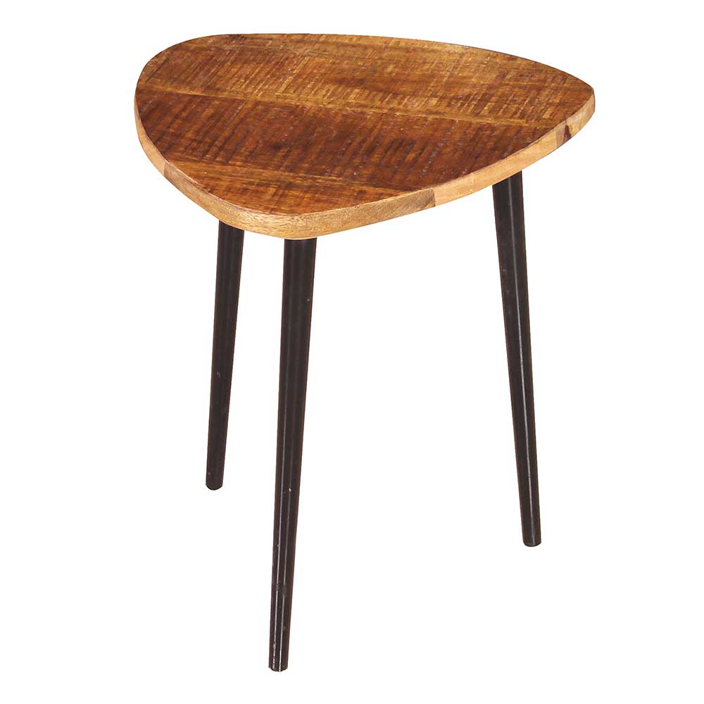 Beistelltisch Dasca mit Tischplatte in Wankelform aus Mangobaum Massivholz