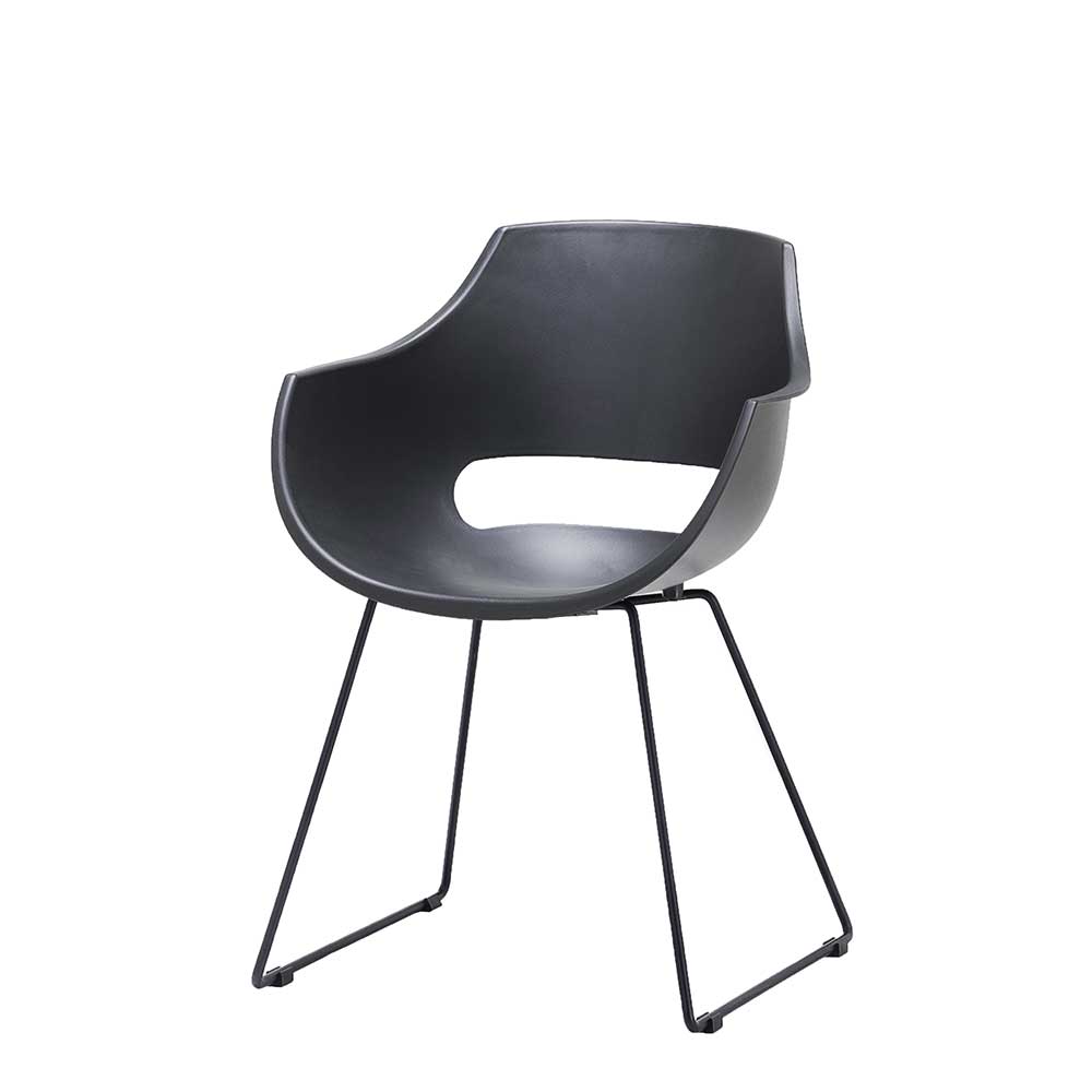 Kunststoff Stühle Lights in Grau und Schwarz mit Armlehnen (4er Set)