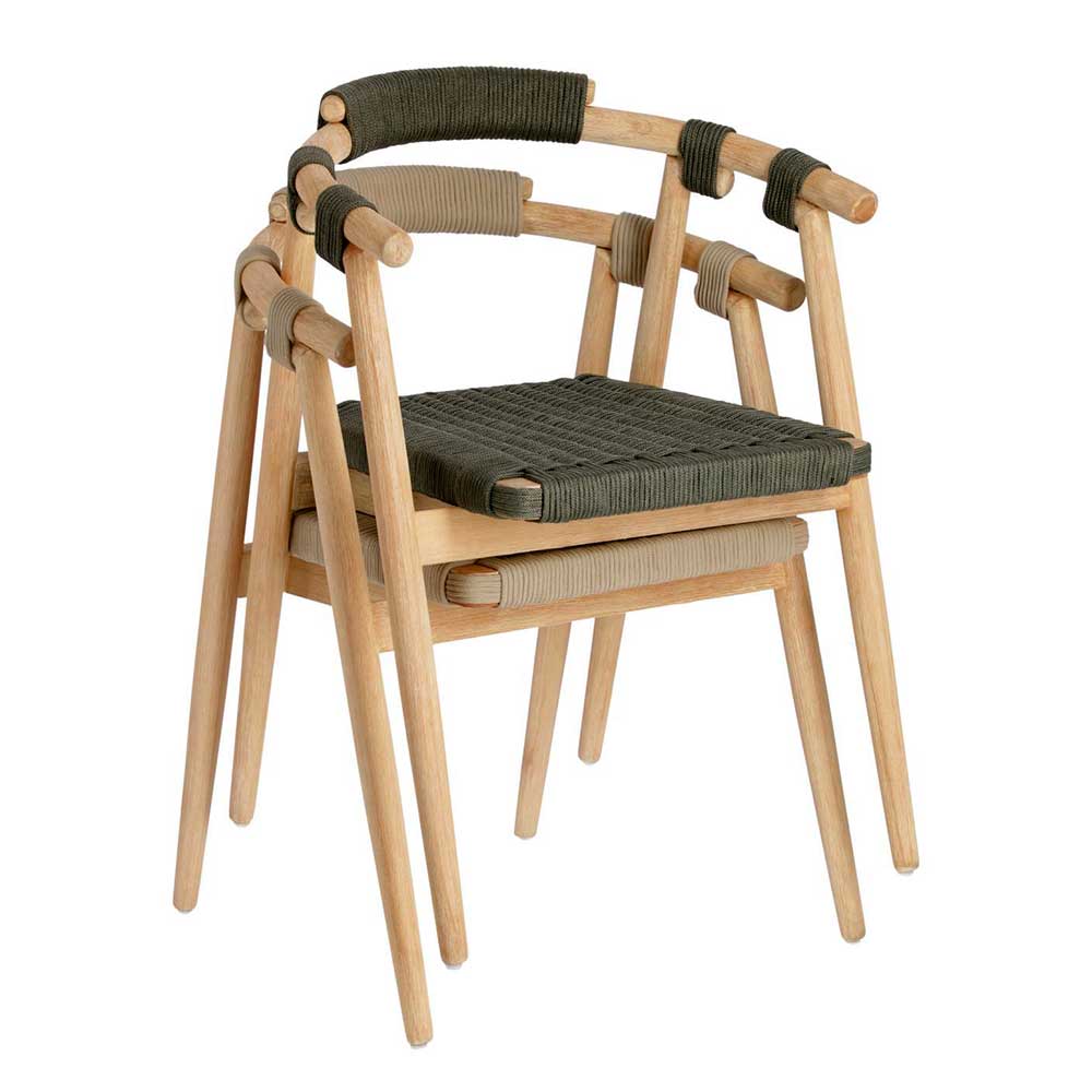 Stühle aus Eukalyptus Pezzu im Skandi Design mit Polykordel (2er Set)