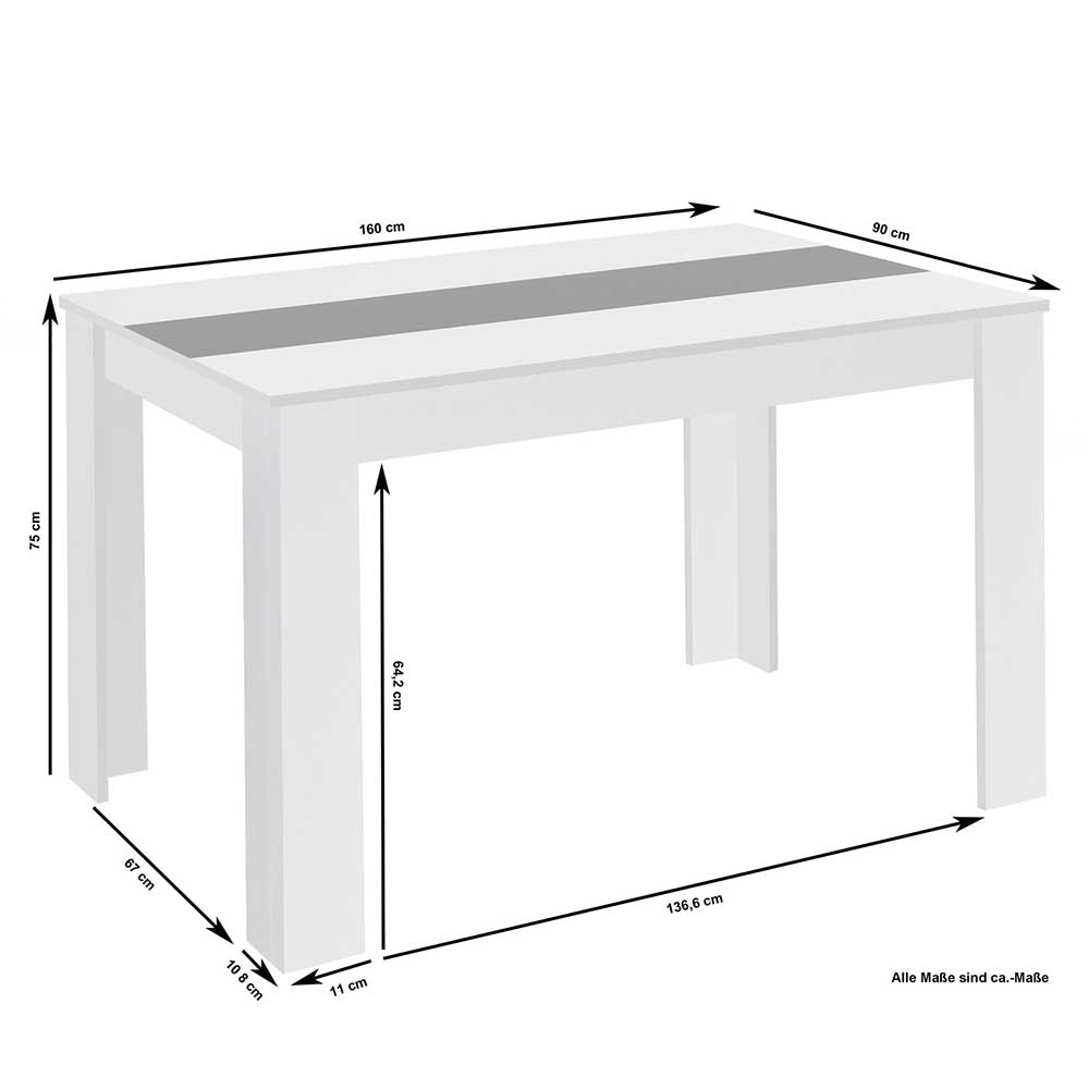 Tisch Esszimmer Titianos - modernes Design in Sonoma Eiche - Schwarz - Weiß