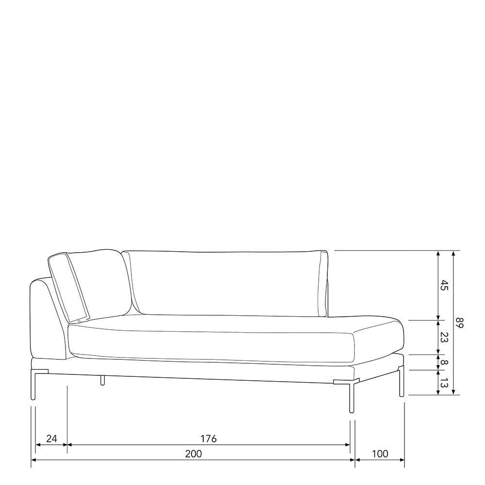 Sofa Kombination Taupe Udjaca aus Webstoff mit Fußgestell aus Metall
