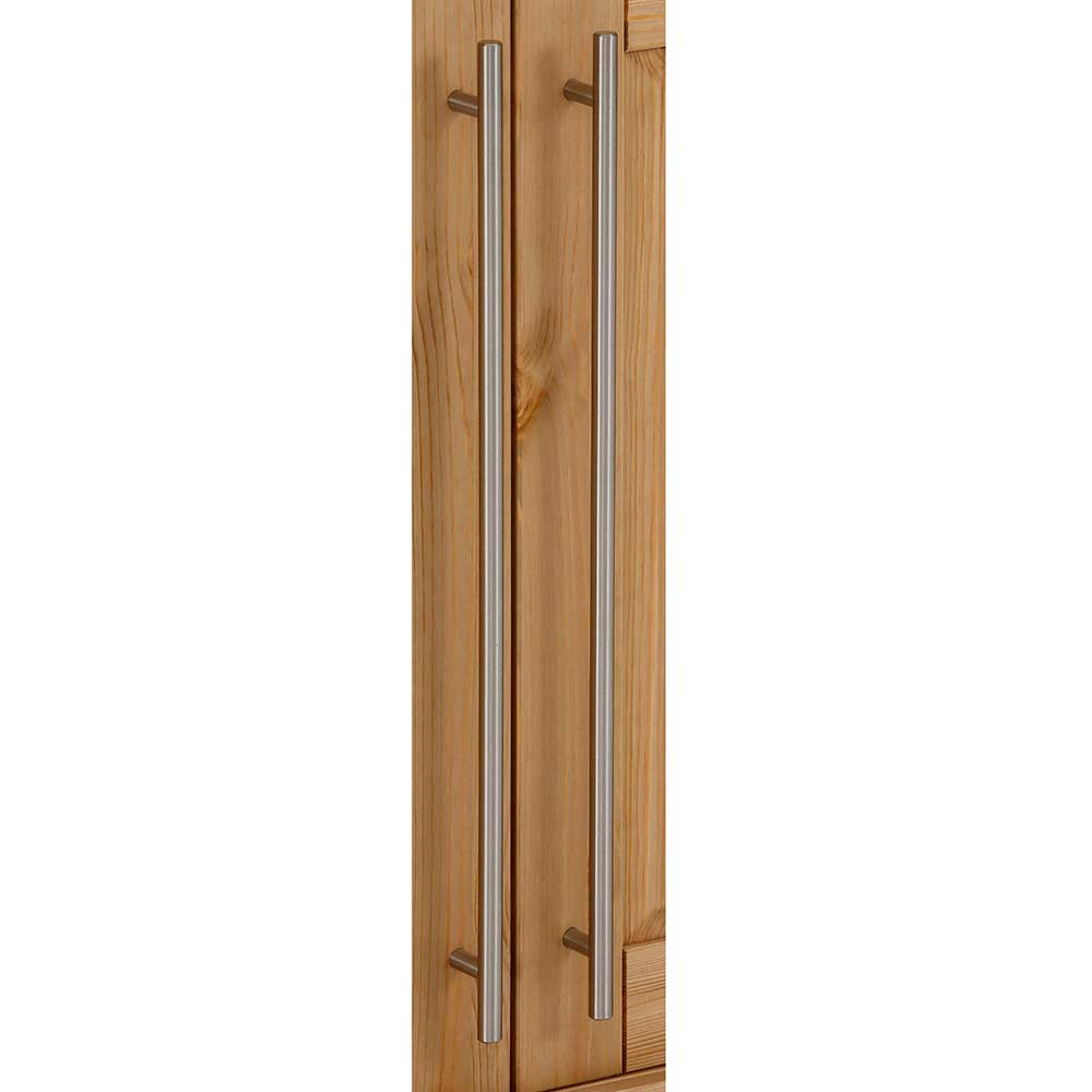 Kleines Sideboard Ravzan mit Metall Stangengriffen aus Kiefer Massivholz