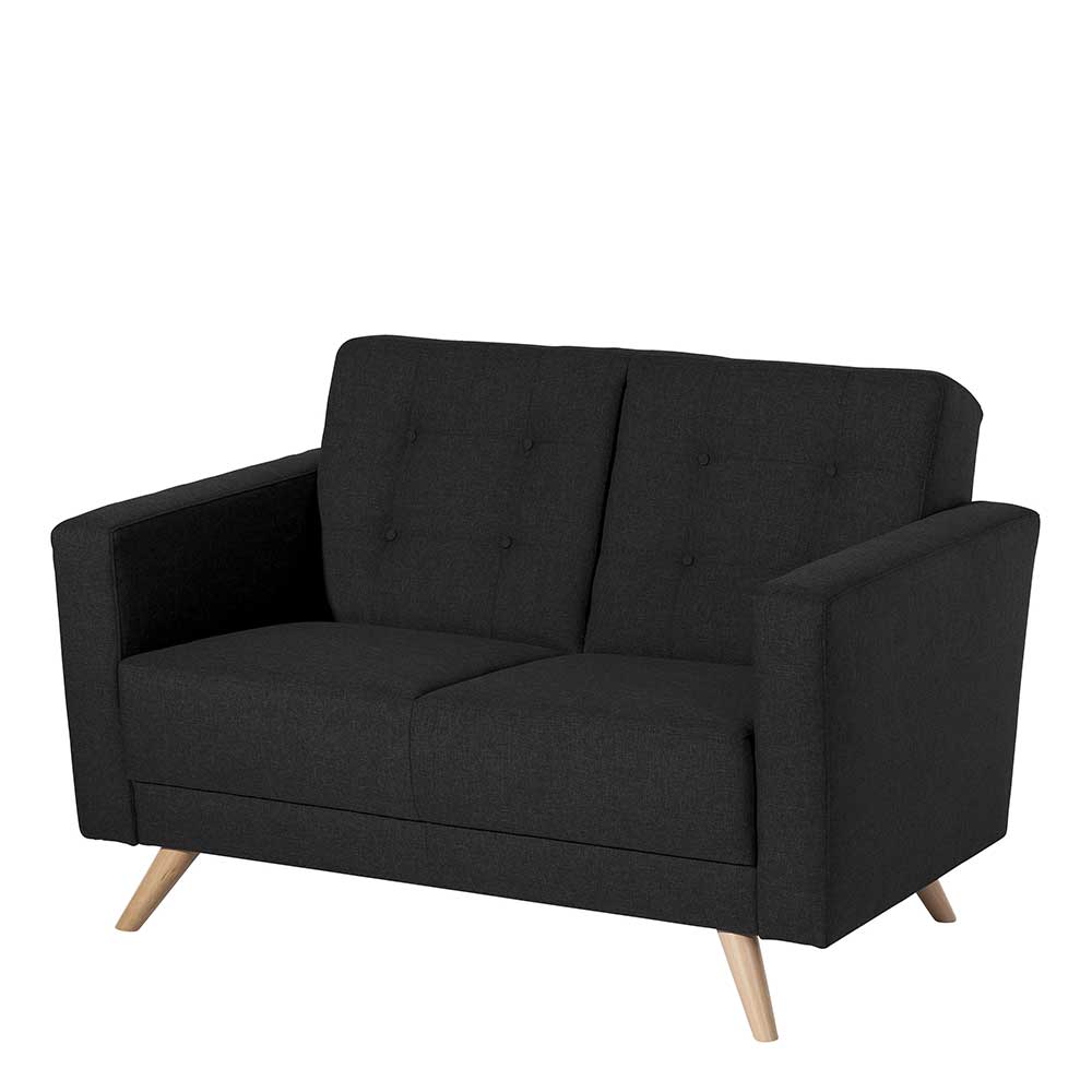 Zweisitzer Sofa schwarz Barlad aus Flachgewebe 128 cm breit