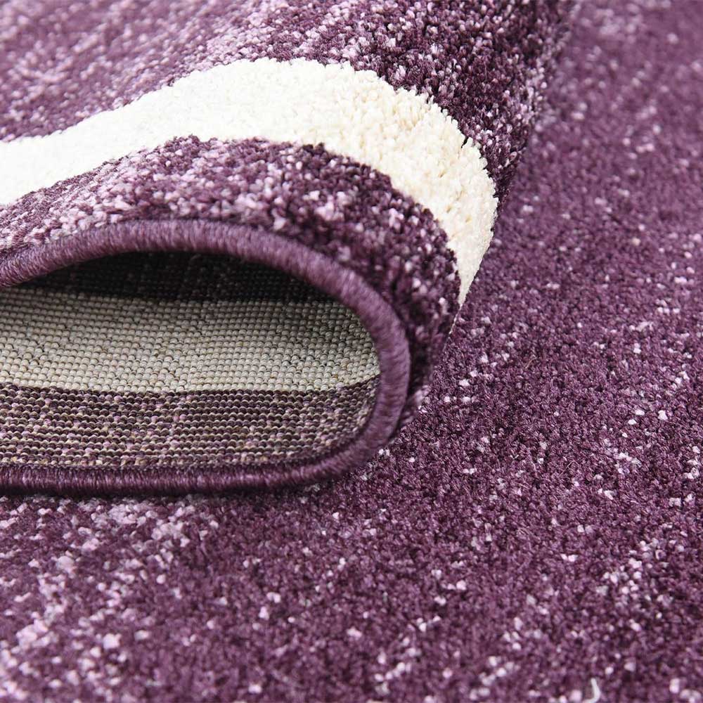Kurzflor Teppich Adendro in Violett und Cremefarben - modernes Design