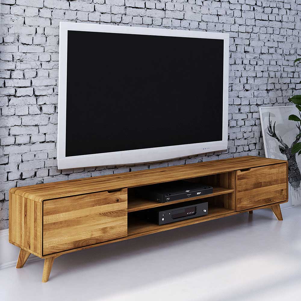 Fernsehmöbel Vinial aus Wildeiche Massivholz 220 cm breit