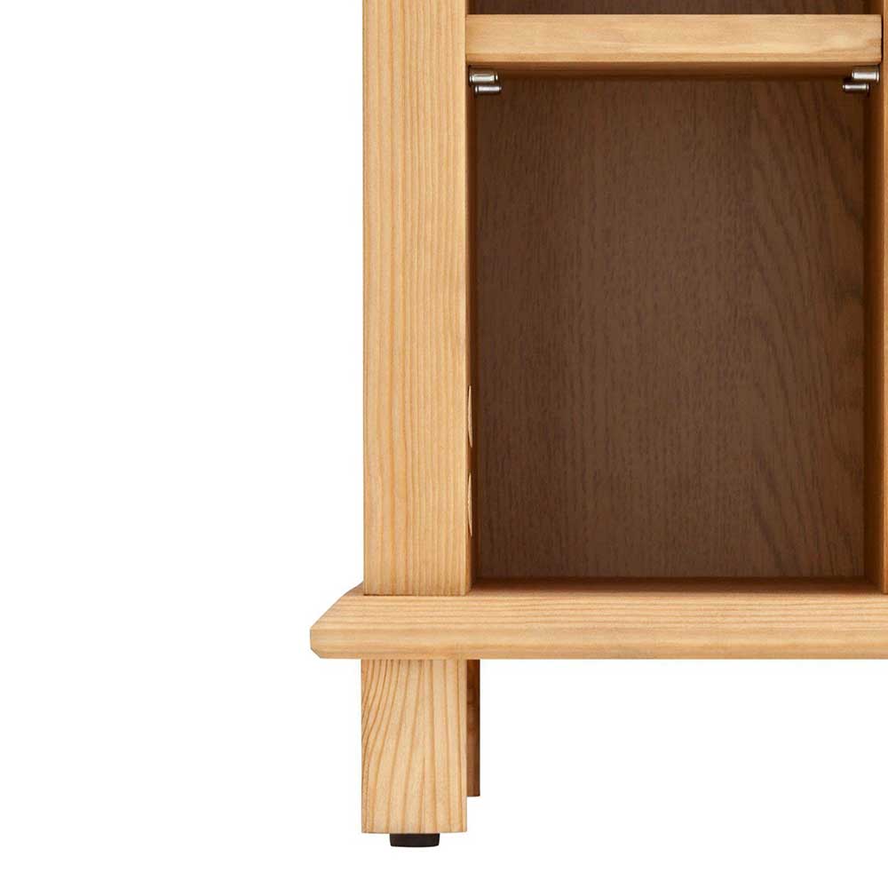 Waschbeckenschrank Muncina mit offenen Fächern & Tür aus Kiefer Massivholz