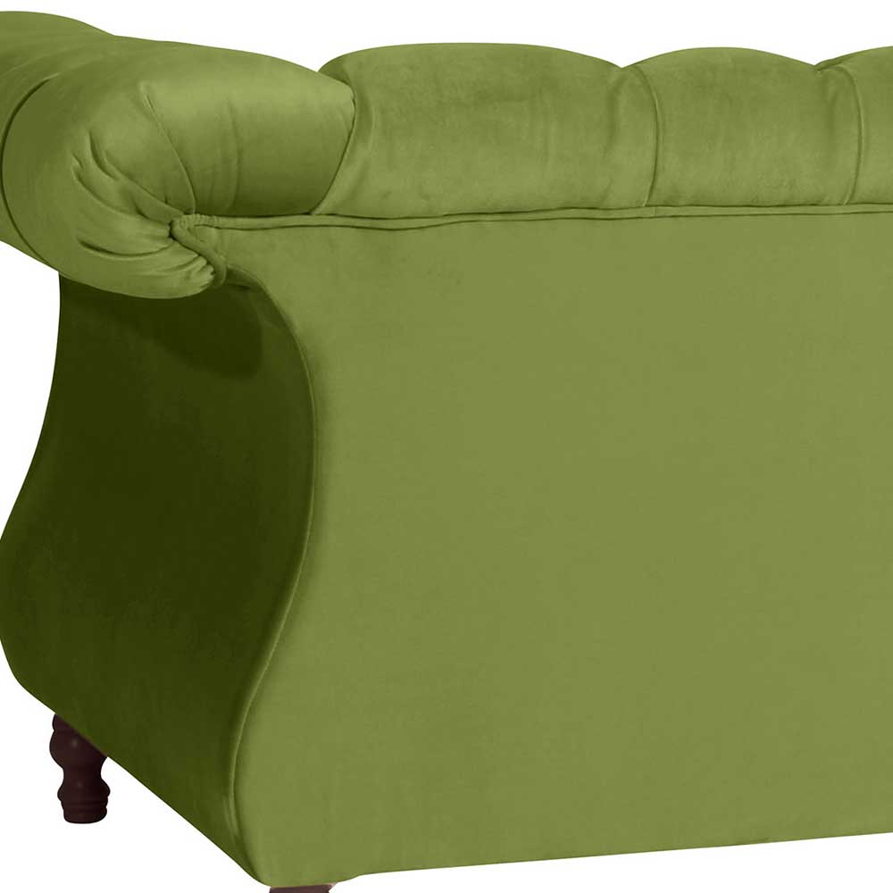 Wohnzimmer Couch Jesses in Oliv Grün mit zwei Sitzplätzen