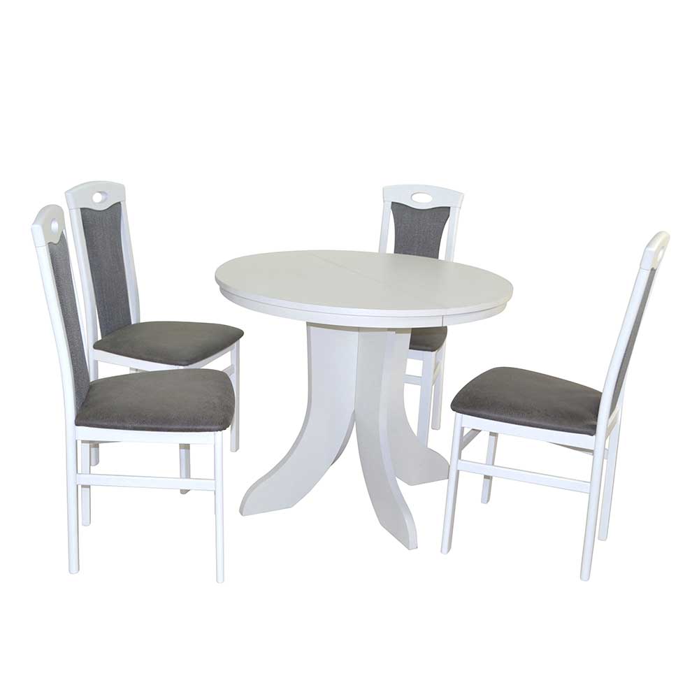 Essgruppe mit Stühlen Parvello in Weiß und Anthrazit (fünfteilig)
