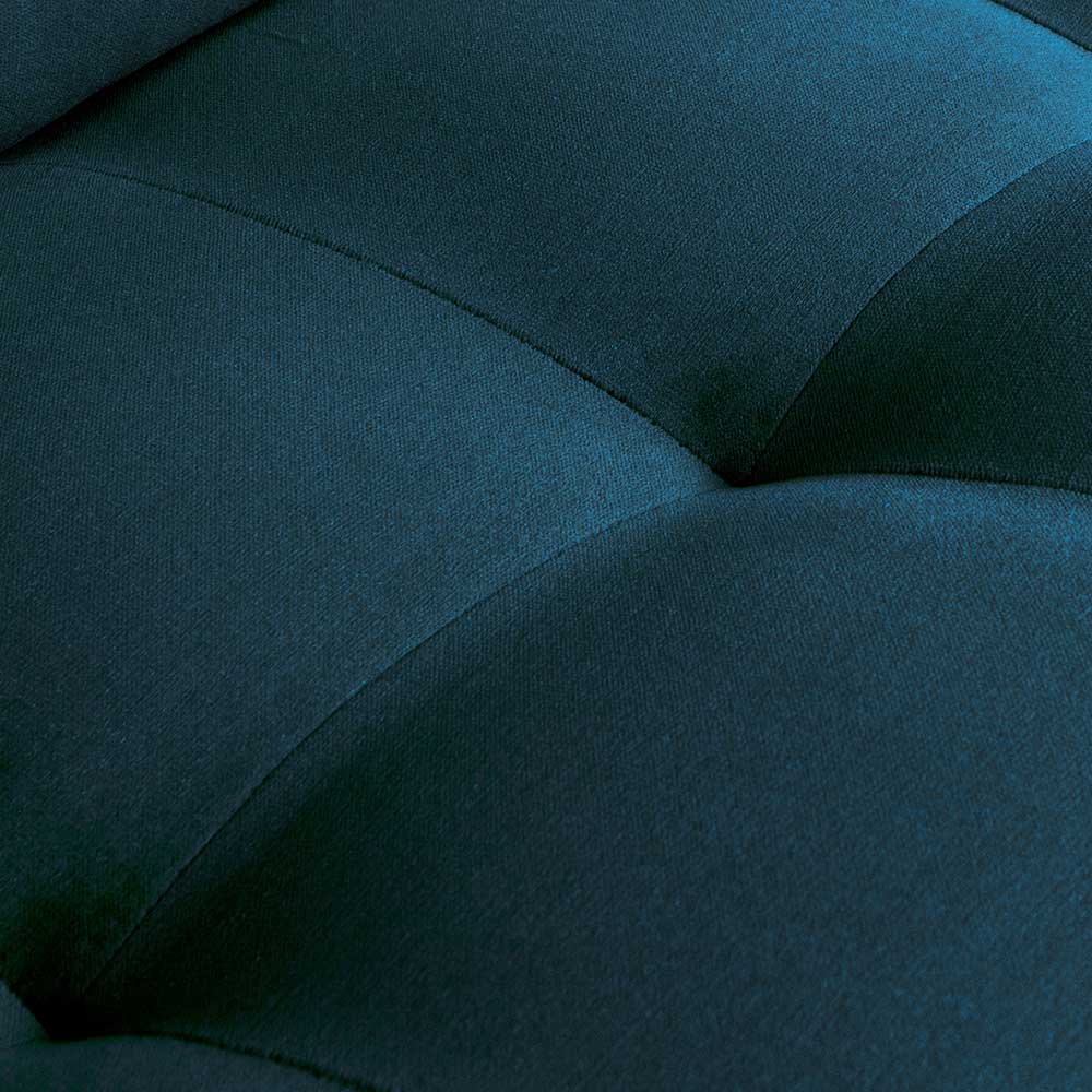 Wohnzimmer Couch Domago in Blau Samt im Retrostil