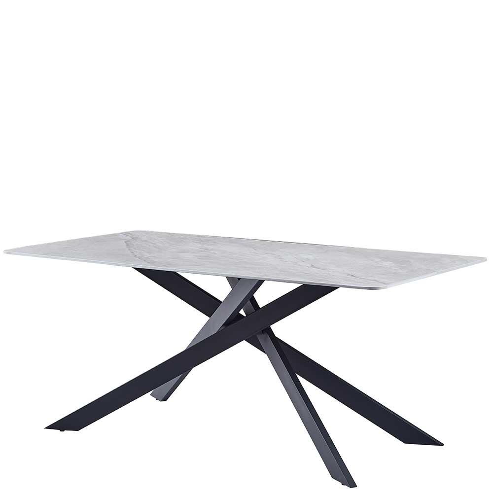 Tisch Esszimmer Marmor Optik Daven mit Sinterstein Platte in Grau