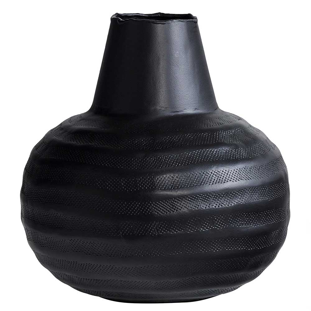 Schwarze Metall Vasen Megana im Vintage Look aus Aluminium (2er Set)