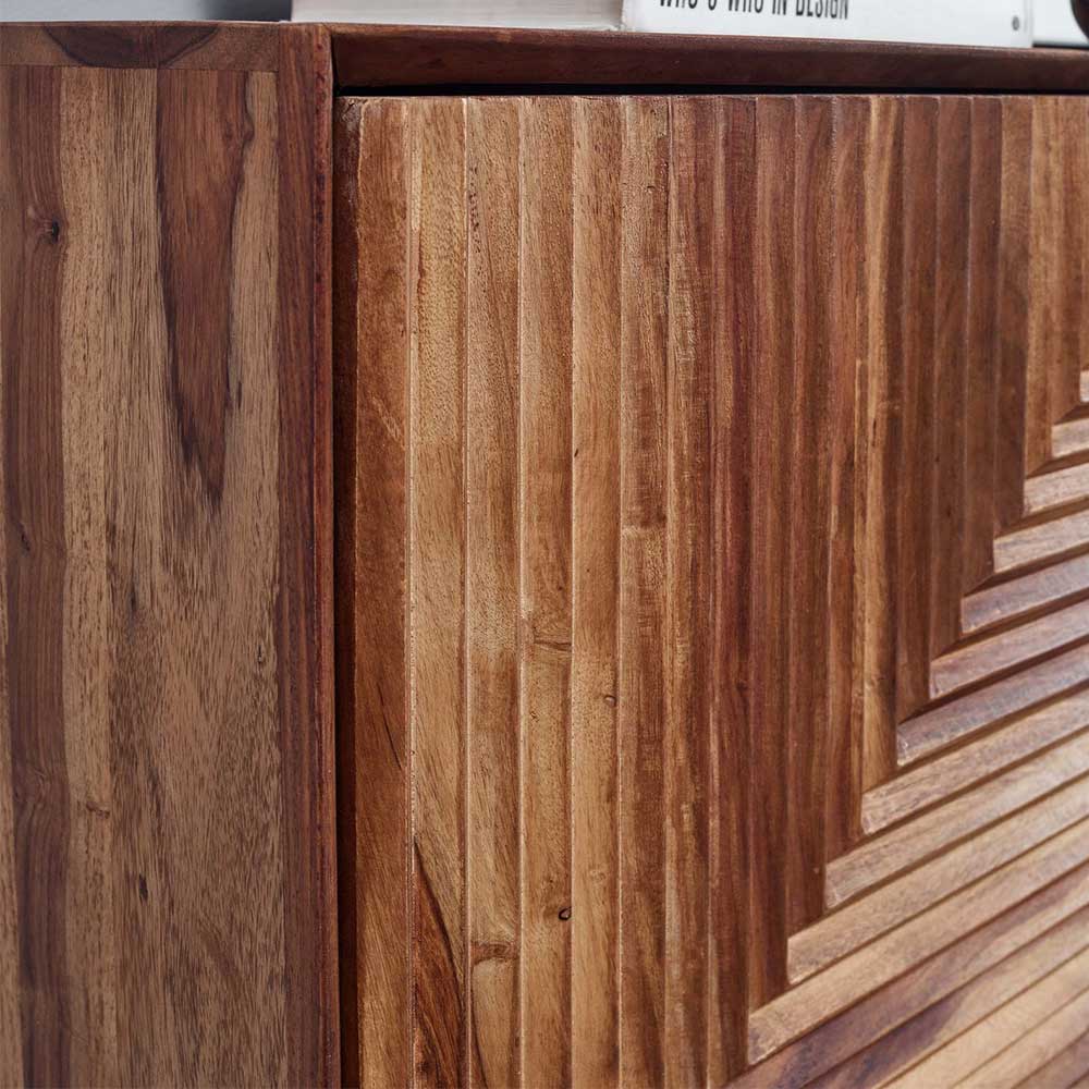 Design Sideboard Verenetica aus Sheesham Massivholz und Stahl