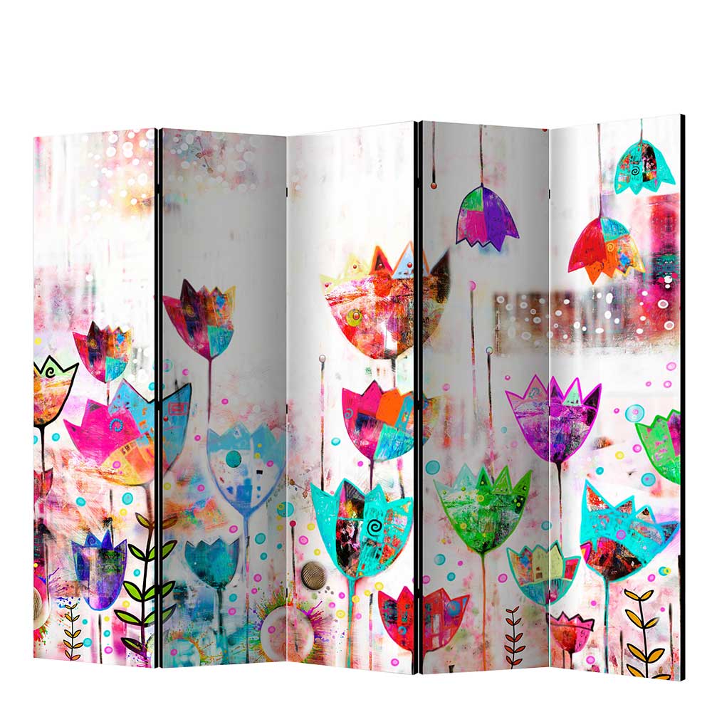 Umkleide Wand Ettrico mit buntem Blumen Motiv 135 oder 225 cm breit