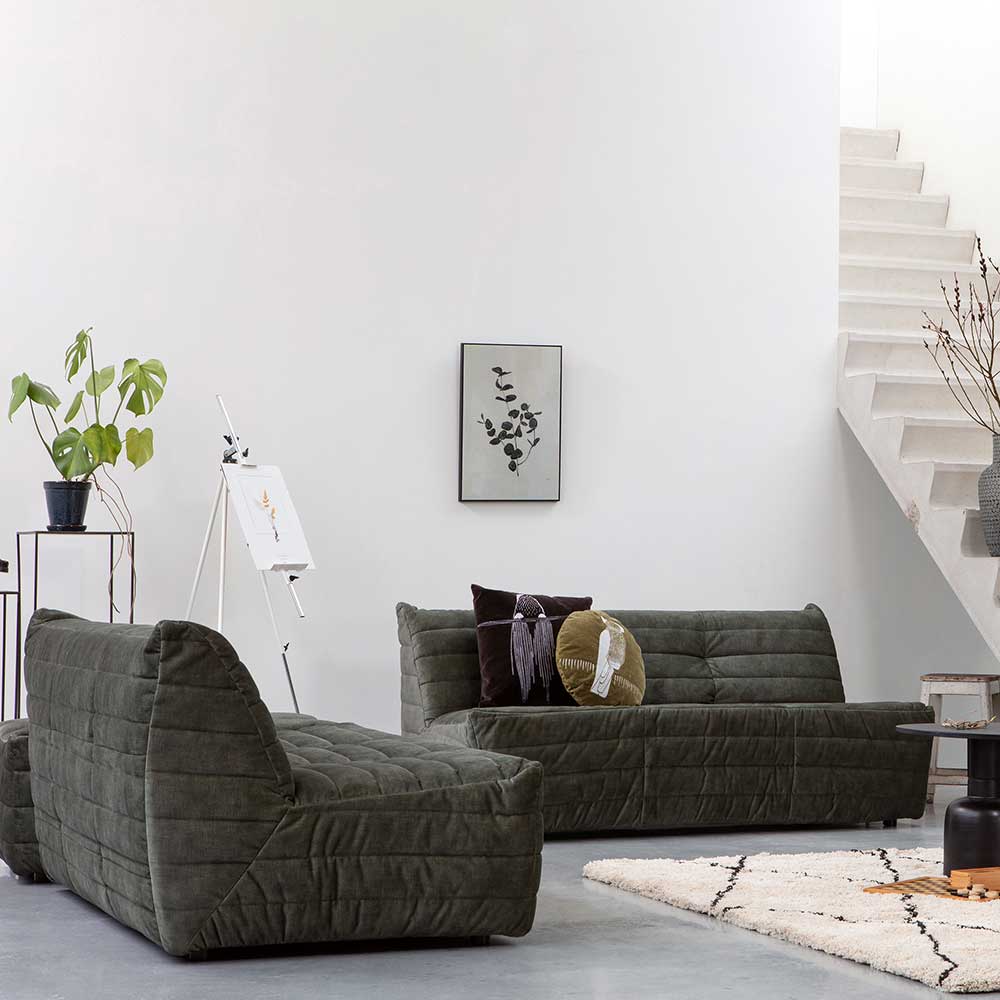 Samt Couch Joanthan in Dunkelgrün 160 cm breit