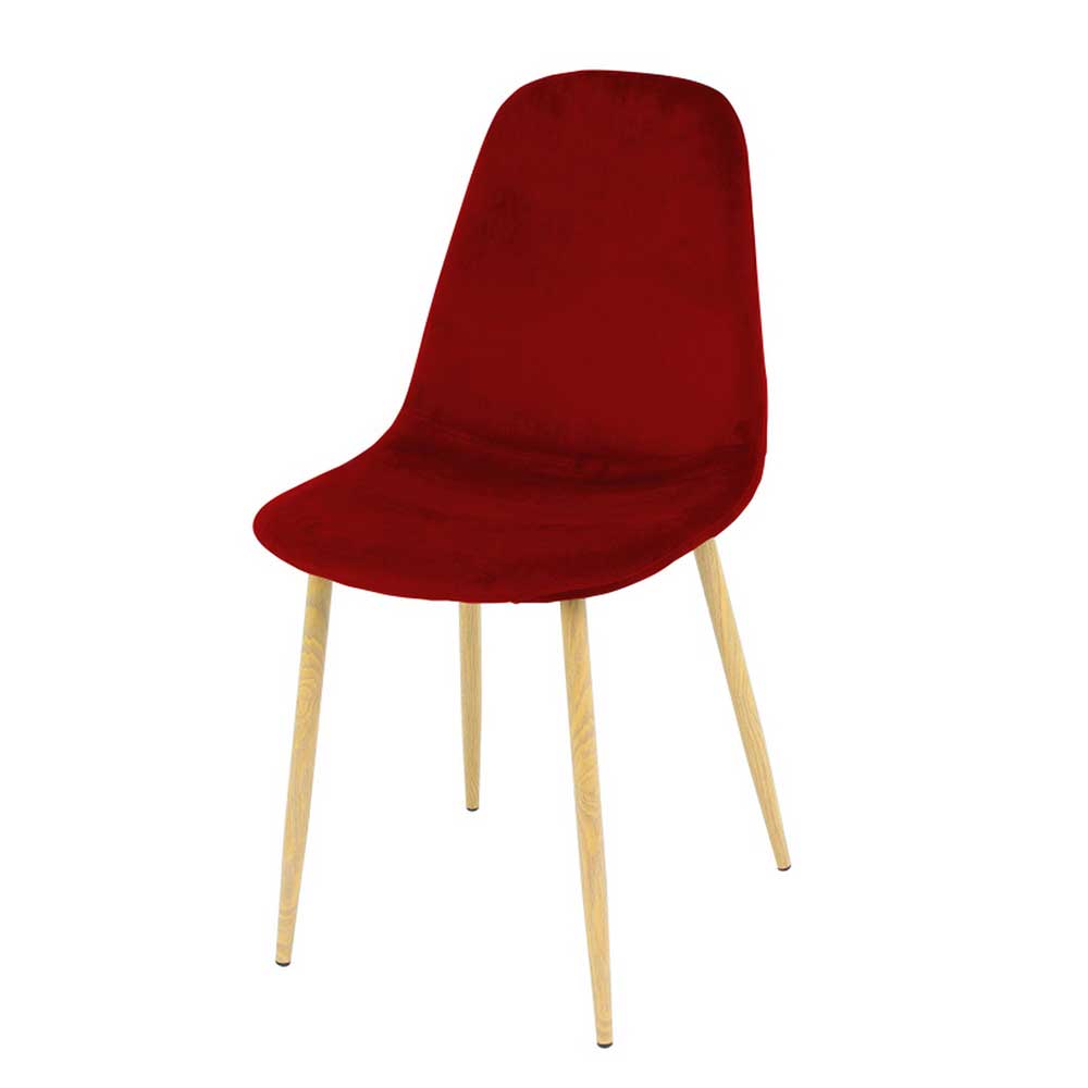 Samt Stühle Rivat in Rot mit Gestell aus Metall (4er Set)