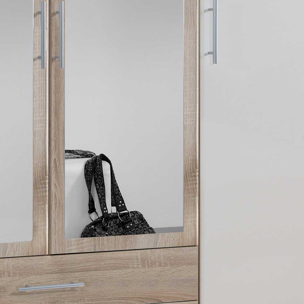 Kleiderschrank mit Spiegeln Simeon in Eiche Sägerau und Weiß