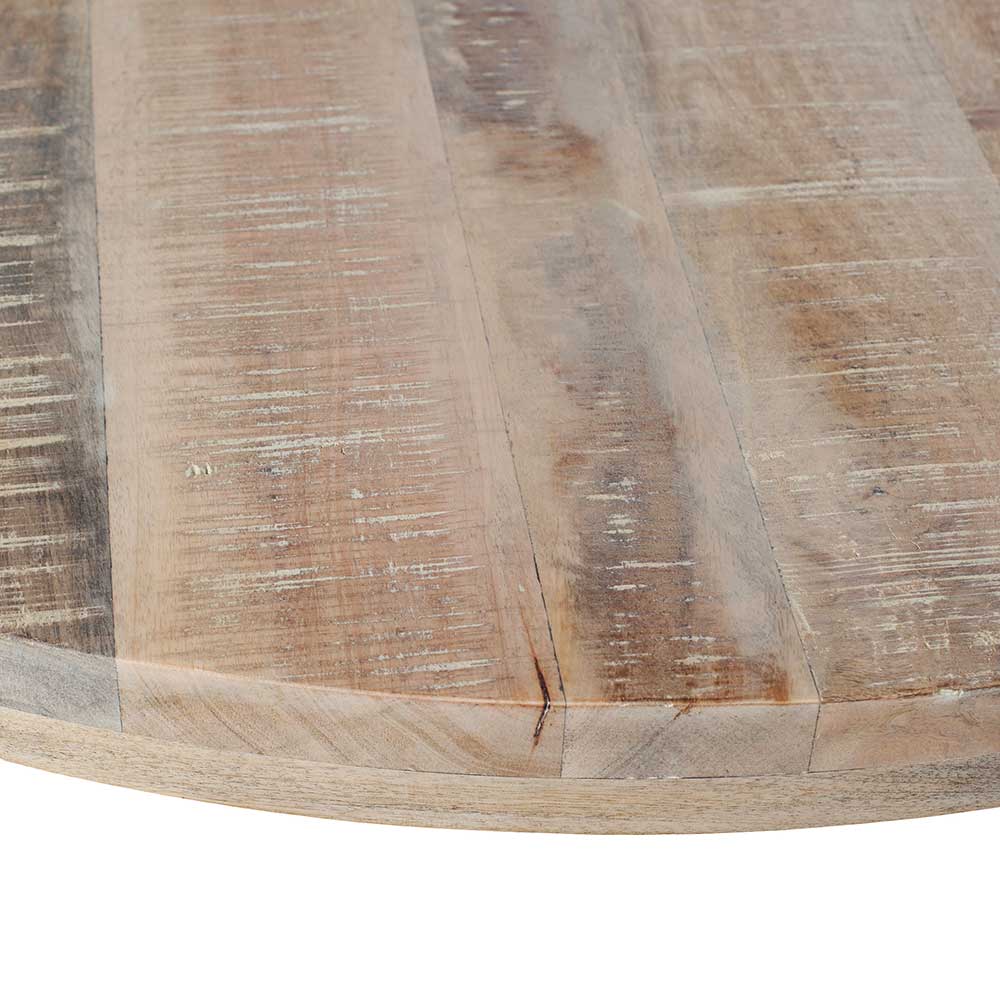 Runder Esstisch Zahira aus Mangobaum Massivholz und Metall