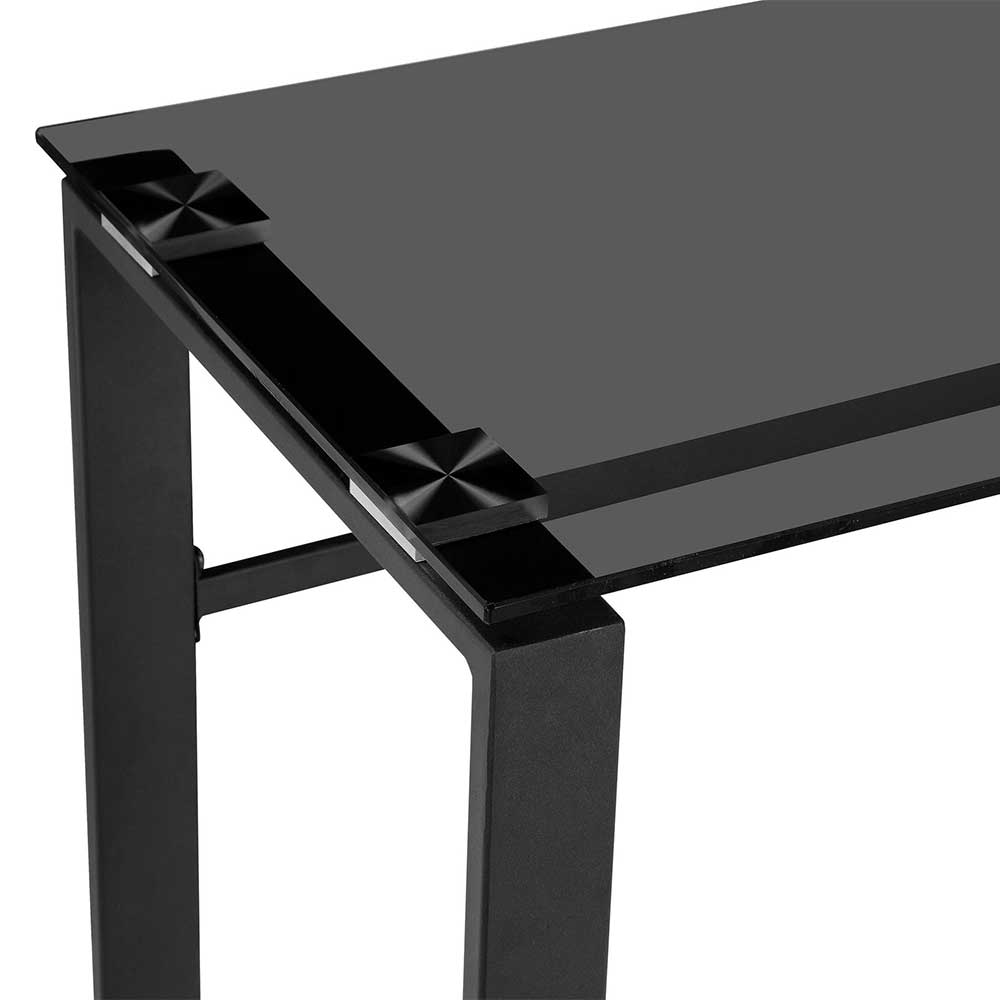 Moderner Konsolen Tisch Mapel mit Rauchglasplatte und Metall Bügelgestell