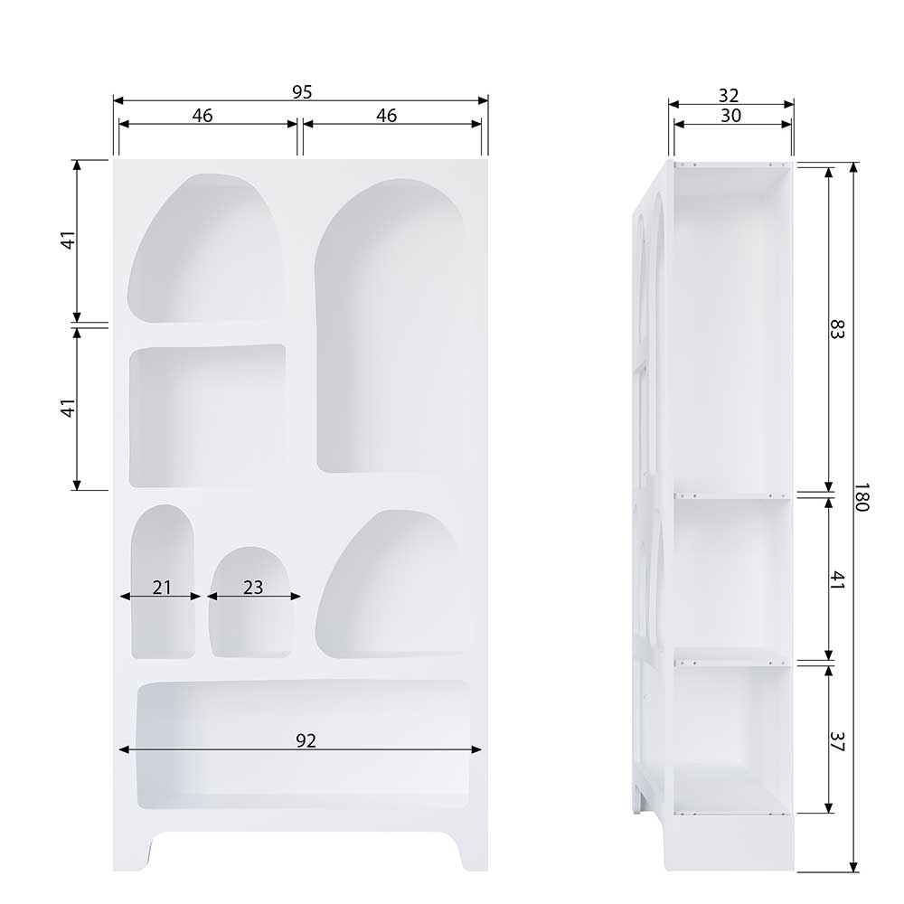 Modernes Design Esszimmerregal Endjos in Weiß 95 cm breit