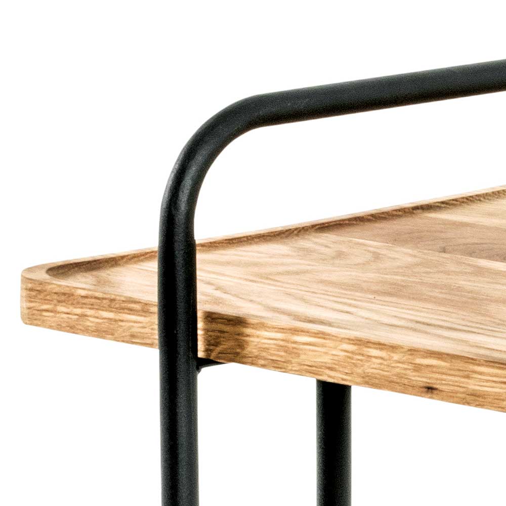 Beistelltisch Sofa Pones aus Eiche Massivholz und Metall im Skandi Design