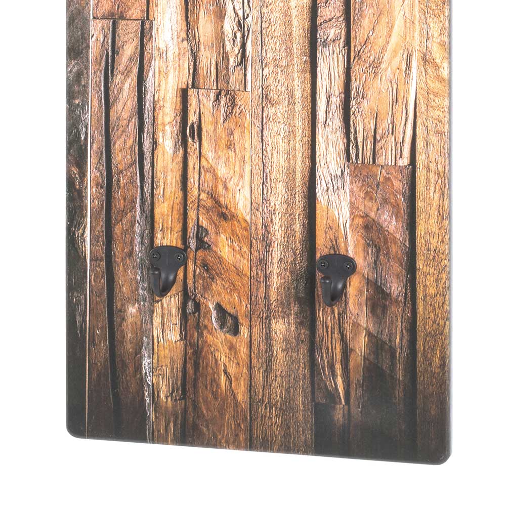Hakengarderobe Montone mit Holzmuster im rustikalen Landhausstil