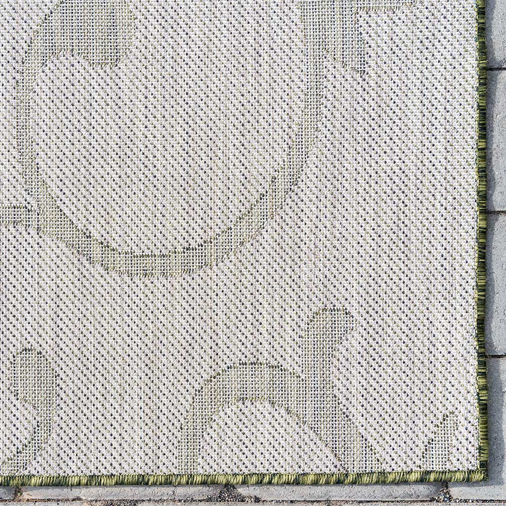 Outdoor Teppich Oliv Lixiam mit Ornament Muster in Cremefarben