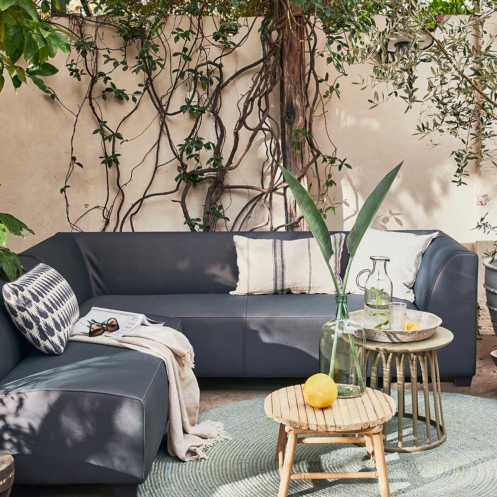 Outdoor Lounge Sofa Aspari in Dunkelgrau 230 cm breit