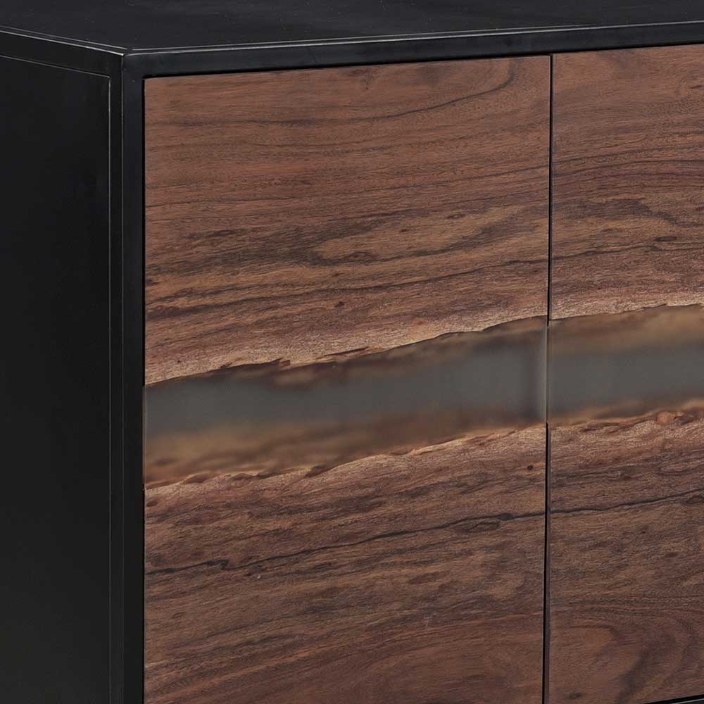 4 türiges Sideboard Genzema aus Massivholz und Metall 175 cm breit