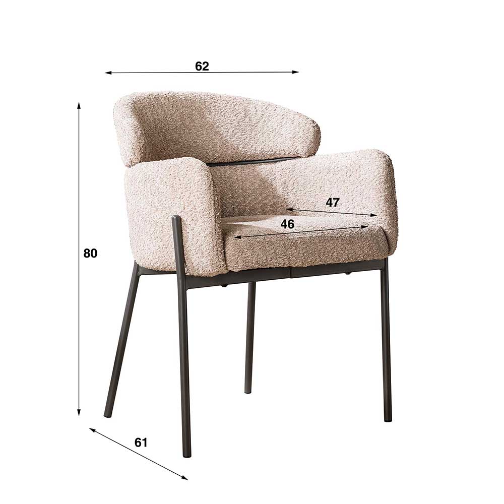 Moderne Esstisch Stühle Neroni in Beige und Schwarz 62 cm breit (2er Set)