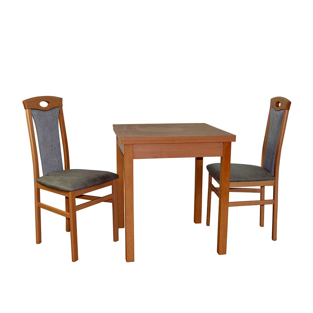 Tisch mit 2 Stühlen Danar in Buchefarben und Hellgrau (dreiteilig)