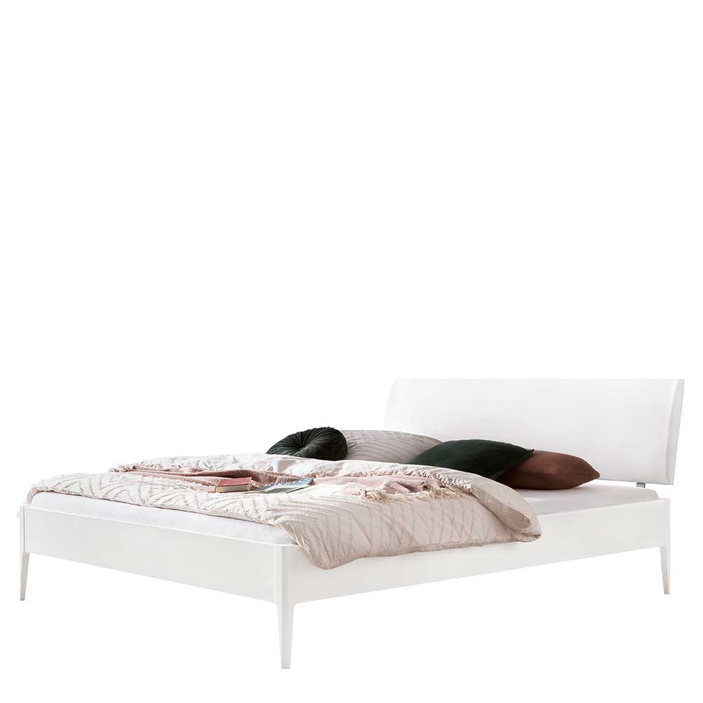Weißes Massivholz Bett Lury aus Buche im Skandi Design