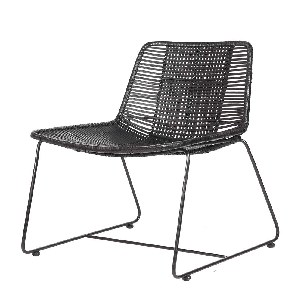 Rattan Lounge Sessel Asimin in Schwarz mit 40 cm Sitzhöhe