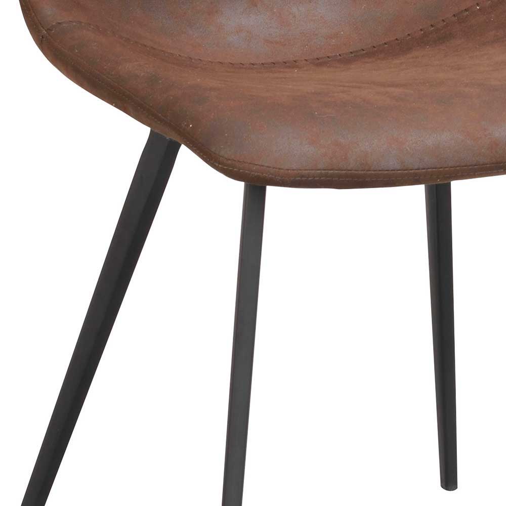 Tisch und Stühle Slats in Eiche furniert und Braun Microfaser (siebenteilig)