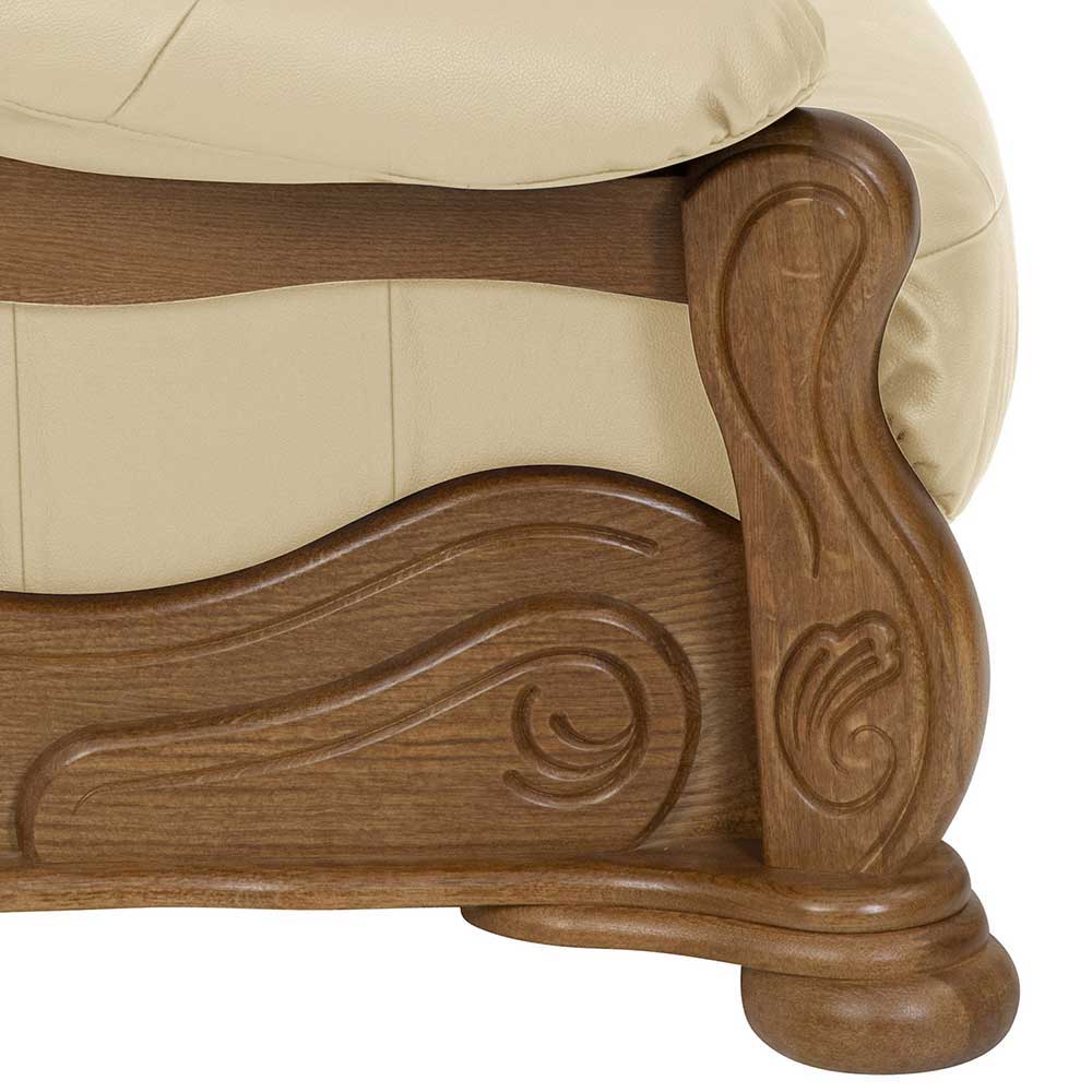 Made in Germany Sofa rustikal Lorencia aus Echtleder und Eiche Massivholz