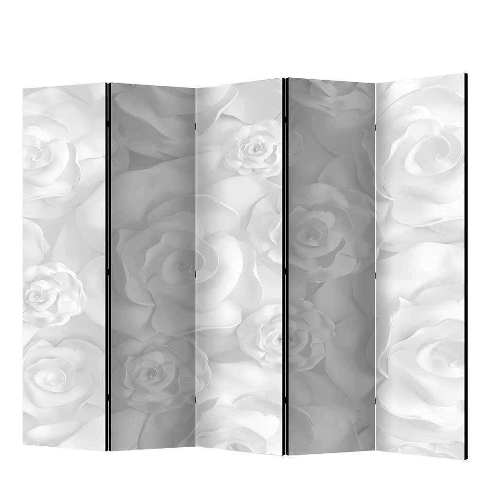 Umkleide Sichtschutz Cotunia in Hellgrau und Weiß mit Rosen Motiv
