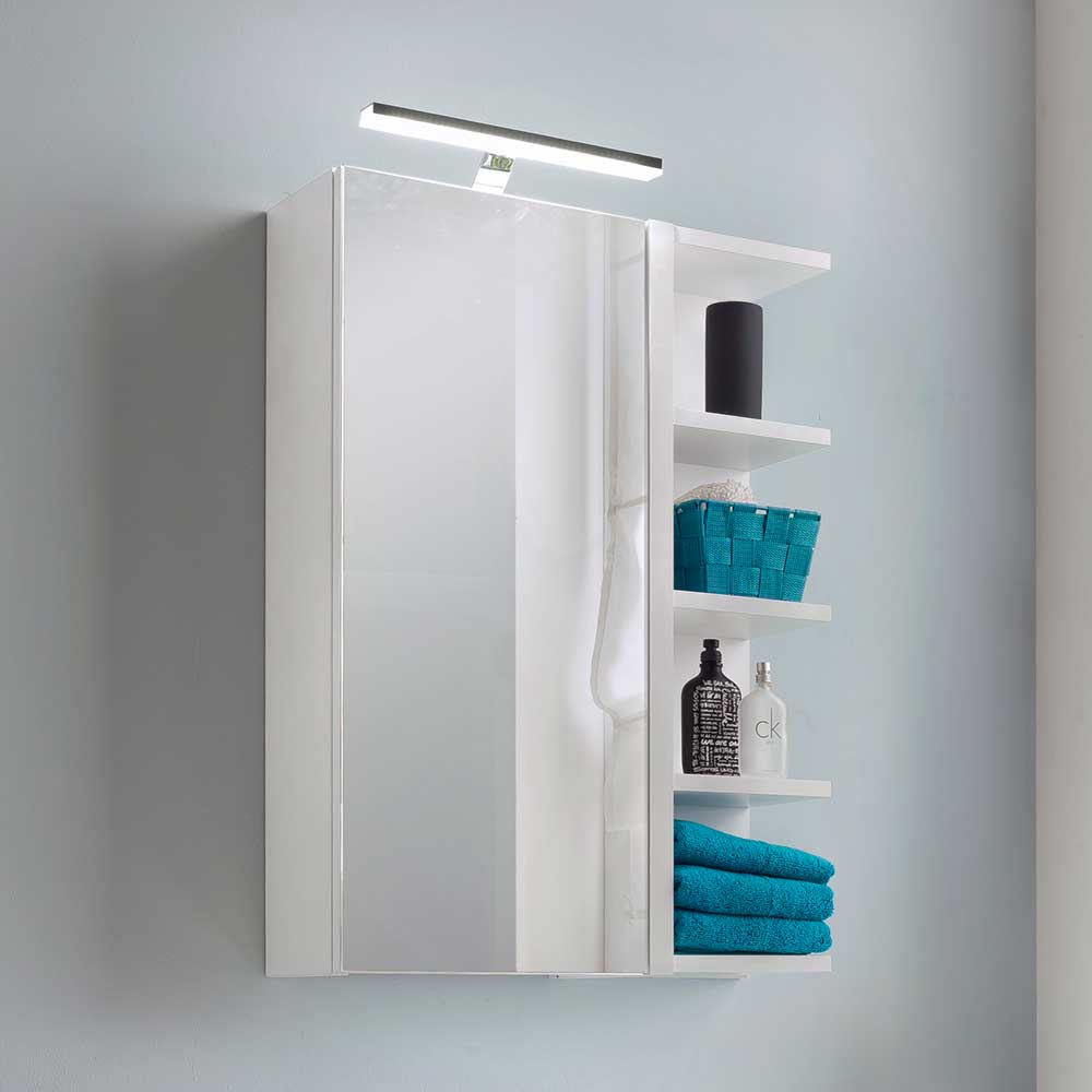 Schmaler Badezimmer Spiegelschrank Vromo in Weiß 50 cm breit