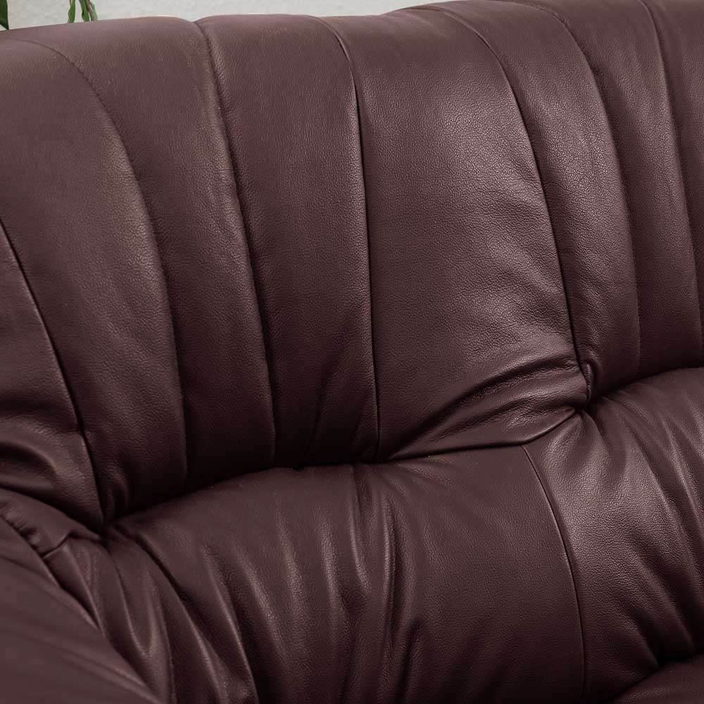 Made in Germany Leder Couch Louvres im rustikalen Stil 205 cm breit